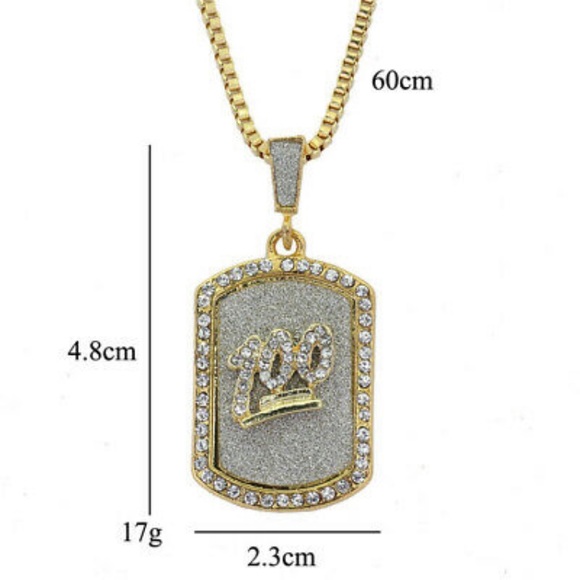 HostPick Heavily Iced Out 💯 Pendant w/ Gold Chain - Picture 8 of 8